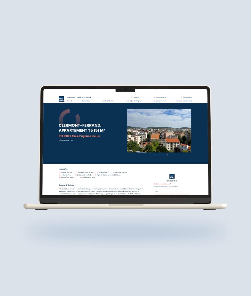Agence web digital clermont ferrand le dupplex auvergne client Pro Immo030